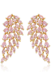 Pink Rhinestone Gold-Plated Dangle Earrings