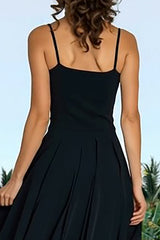 Black and White A-Line Spaghetti Straps Maxi Dress