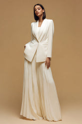 Elegant Single Buckle 2 Piece Ivory Women Suits