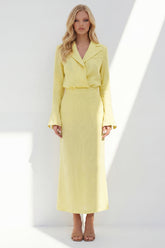 Notched Lapel Yellow 2 Piece A Line Women's Linen Suits