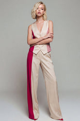 Single Breasted 2 Piece ColorBlock Light Khaki Women Suits