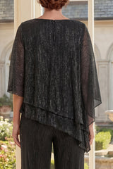Sparkly Black 2 Piece 3/4 Sleeve Mother of the Bride Dress