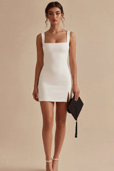 Spaghetti Straps Bodycon Mini White Dress