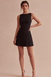 Black A Line Sleeveless Mini Dress