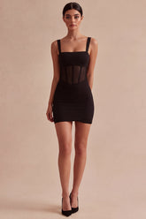 Black Bodycon Corset Mini Dress