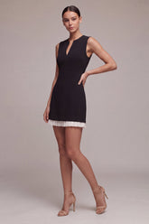 Black Sleeveless Bodycon Mini Dress with Ruffles