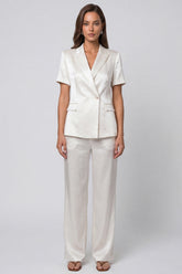 Peaked Lapel 2 Piece Single Buckle Ivory Women's Suits