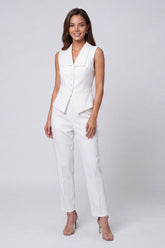 Shawl Lapel 2 Piece Ivory Sleeveless Women's Suits