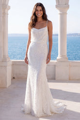 Sparkly Ivory Mermaid Maxi Wedding Dress