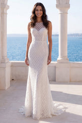 Sparkly Mermaid Ivory Maxi Wedding Dress
