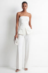 Strapless White 2-Piece Double Breasted Slim Fit Women Suits