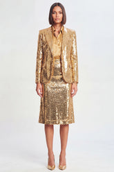 Golden 3-Piece Peaked Lapel Sparkly Women Suits