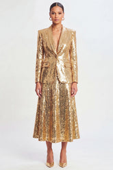 Sparkly Shaw Lapel Golden 2-Piece Women Suits