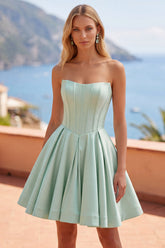 Strapless A-Line Mint Corset Homecoming Dress