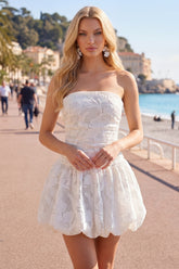 Sweetheart A-Line White Floral Homecoming Dress