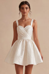 Sweetheart A Line Corset Little White Dress With Ruch