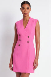 Pink V Neck Bodycon Slim Fit Mini Work Dress