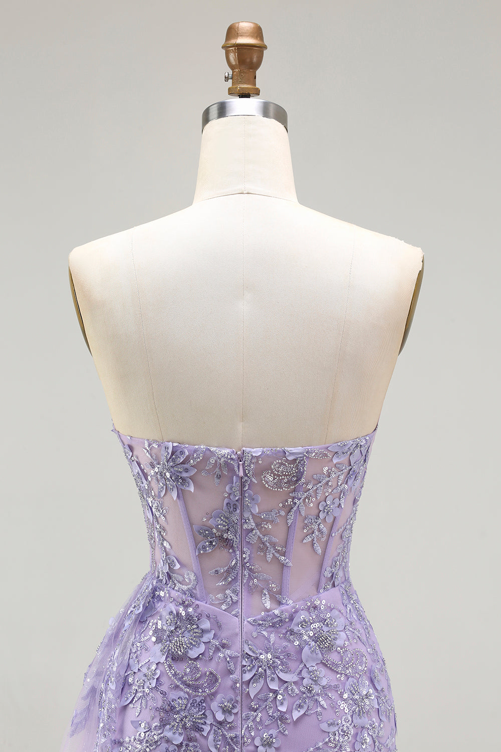 Purple Sweetheart Corset Sequin Mermaid Prom Dress With Slit