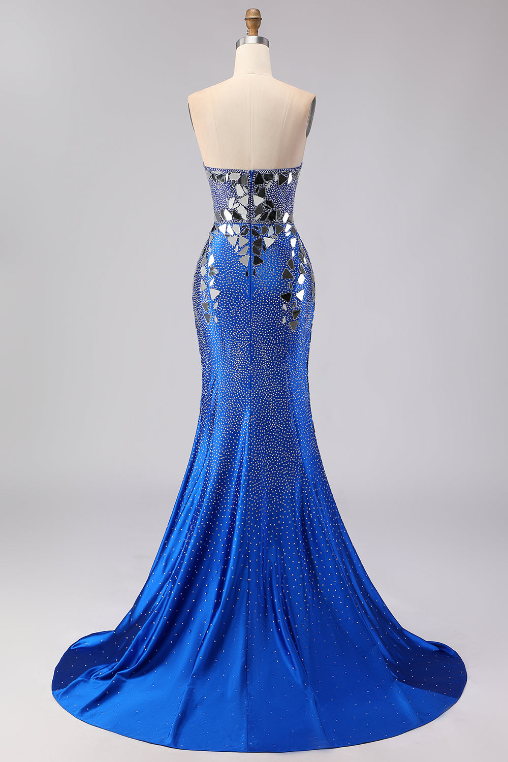Sparkly Red Mermaid Strapless Beaded Prom Dress