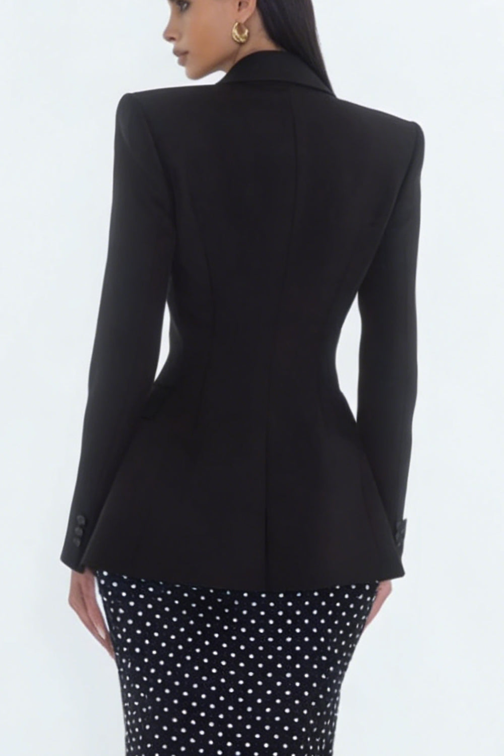 Black Peaked Lapel Mermaid 2 Piece Work Dress