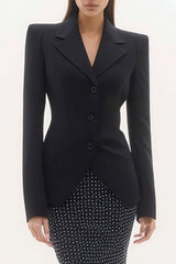 Black Notched Lapel Mermaid Single Breasted Women Suits