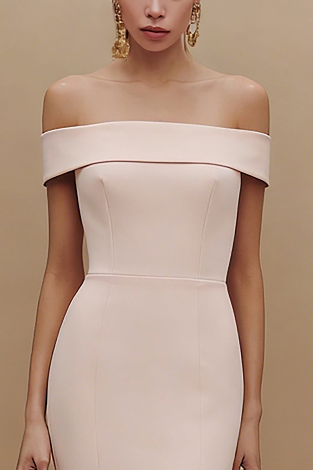 Off the Shoulder Mermaid White Midi Engagement Dress