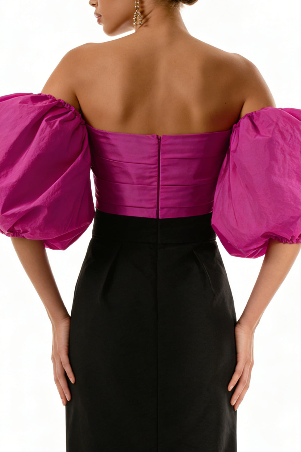 Simple Black and Fuchsia Maxi Formal Dress