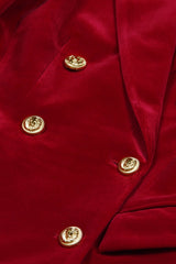 Dark Red 2 Piece Peak Lapel Velvet Women Suits
