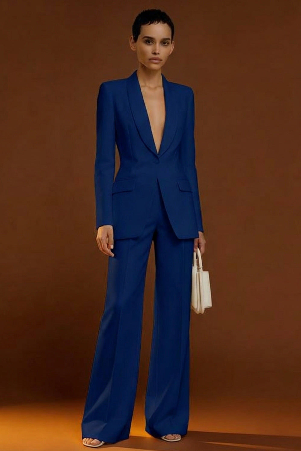Shawl Lapel Ivory Long Sleeve 2 Piece Women Suits