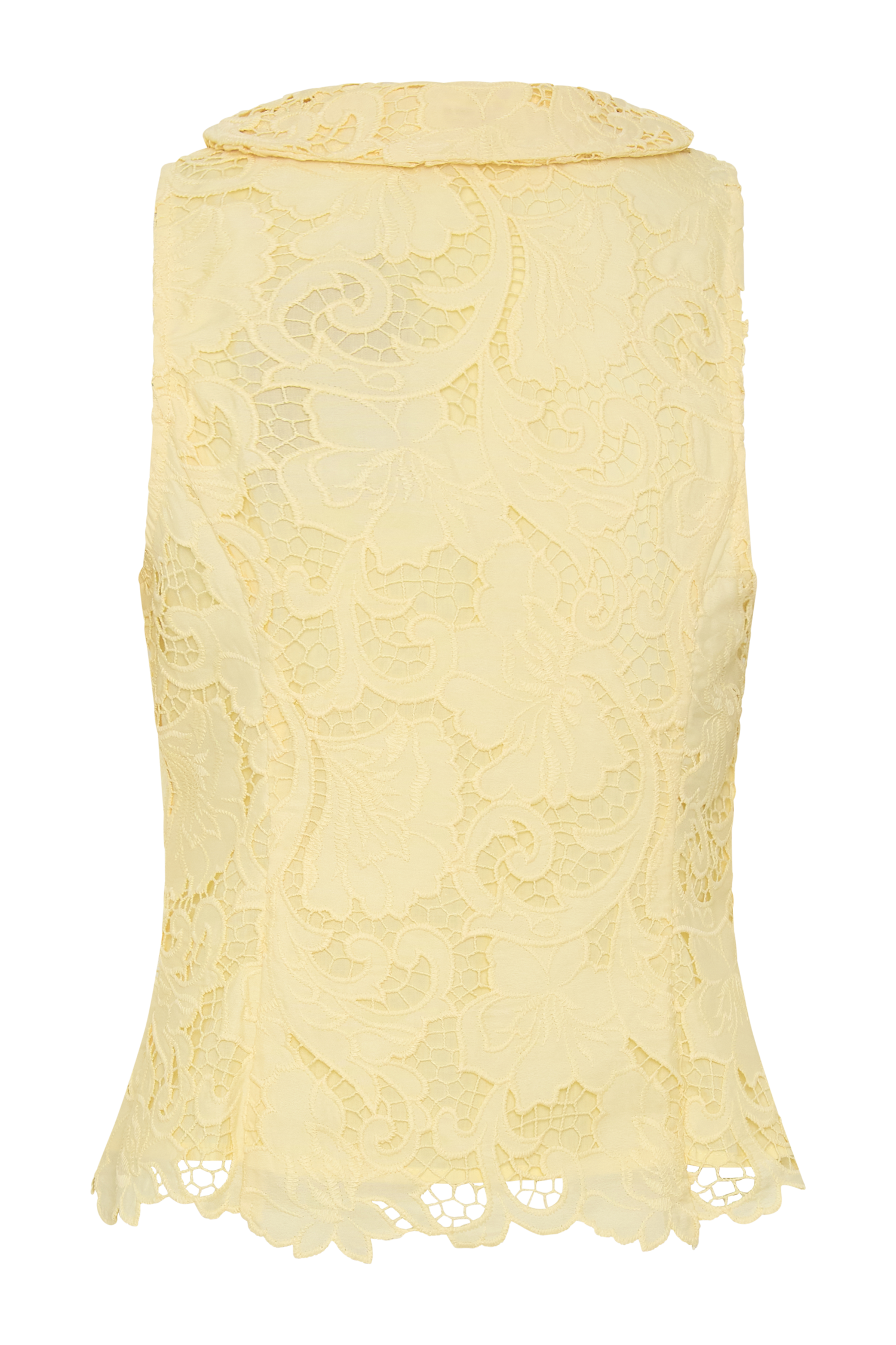 Tessa Broderie Tie Front Sleeveless Top - Lemon